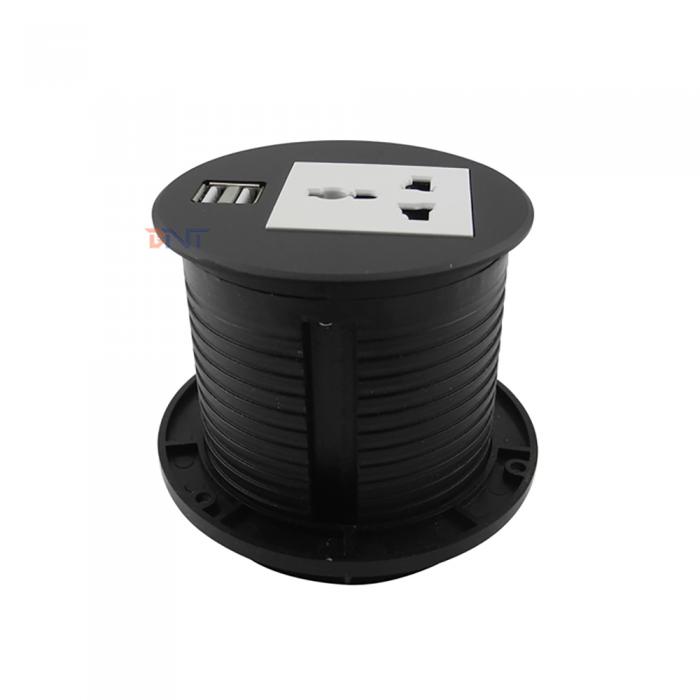 Round Table Socket With 1 Universal power +2usb charging TS80